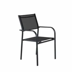 Santorini Arm Chair (Stackable) - Black alu / Black Textilene (2-pack)