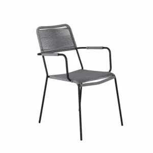 Lindos Armchair - Black Alu / Grey Rope (2-pack)