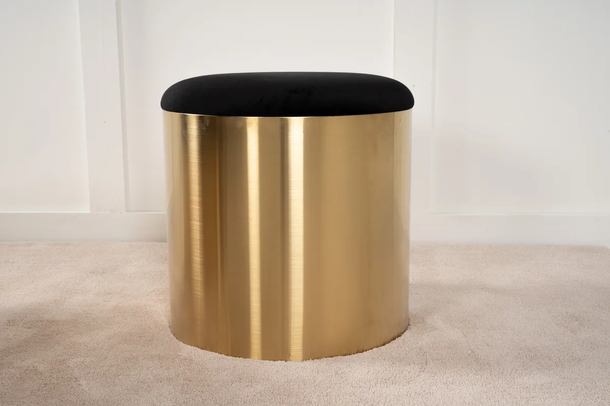 Puff - Stool ø45 - Black / Shiny Brass