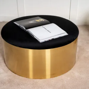 Puff - Stool ø75 - Black / Shiny Brass