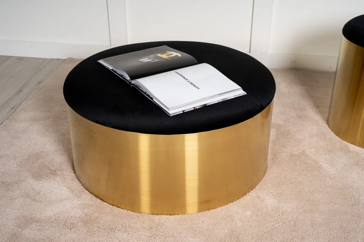 Puff - Stool ø75 - Black / Shiny Brass