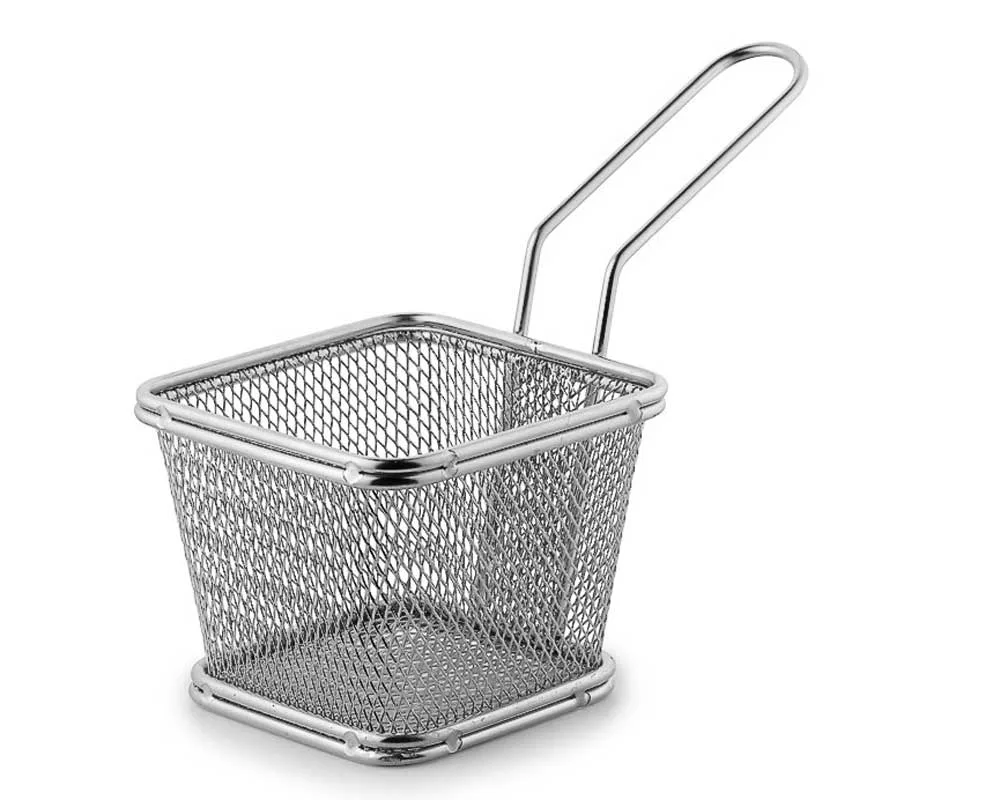 Mini frityrkorg i rostfritt, konisk stapelbar