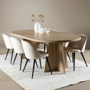 Bootcut Matbord med Velvet Matstol