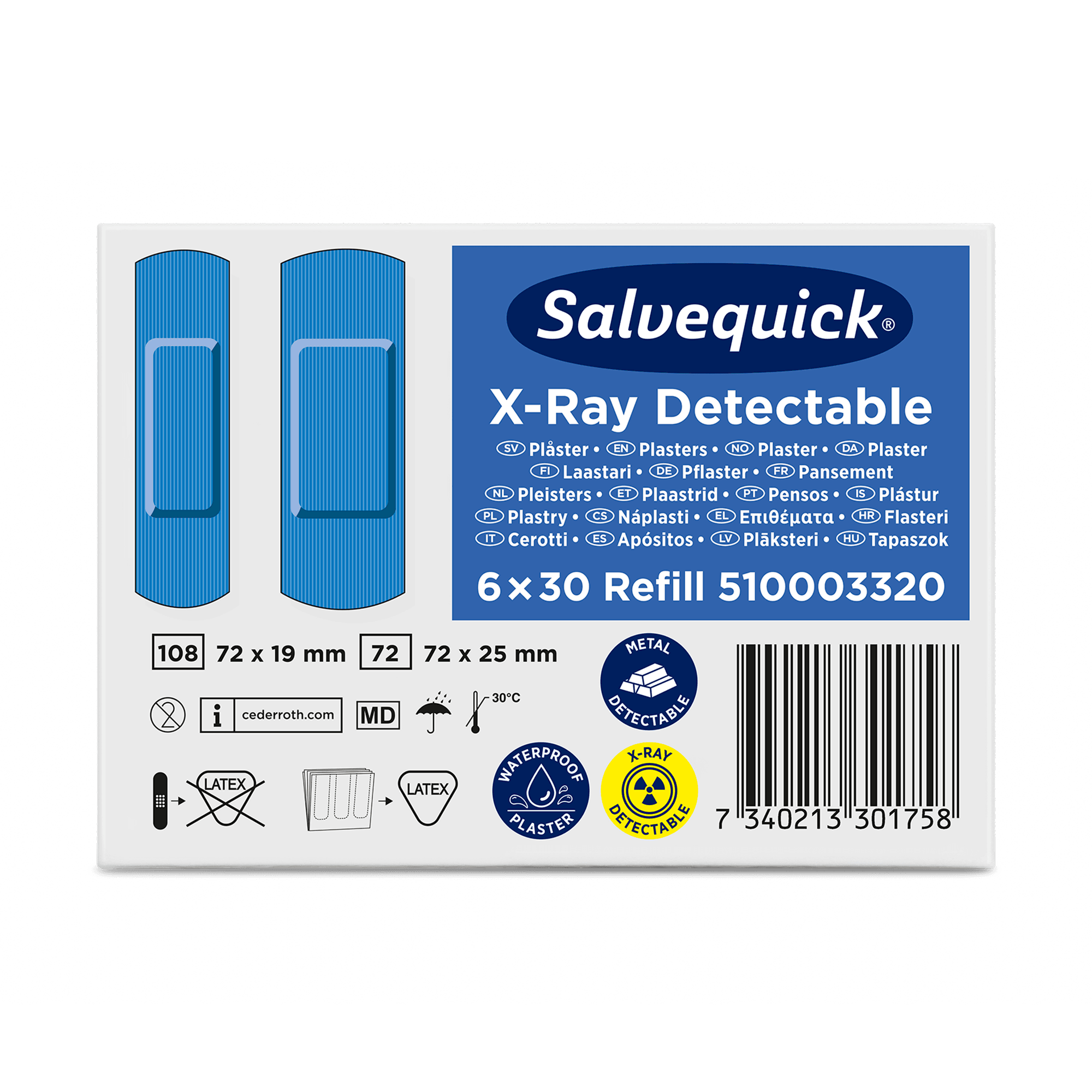 X-Ray Detectable 30x6 Plasters Refill