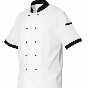 Kockrock vit sv.krage kort ärm