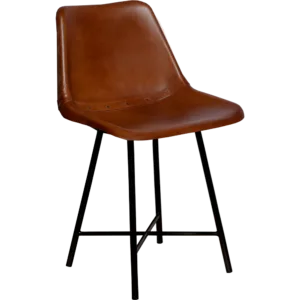 Shell stol med läder - brun