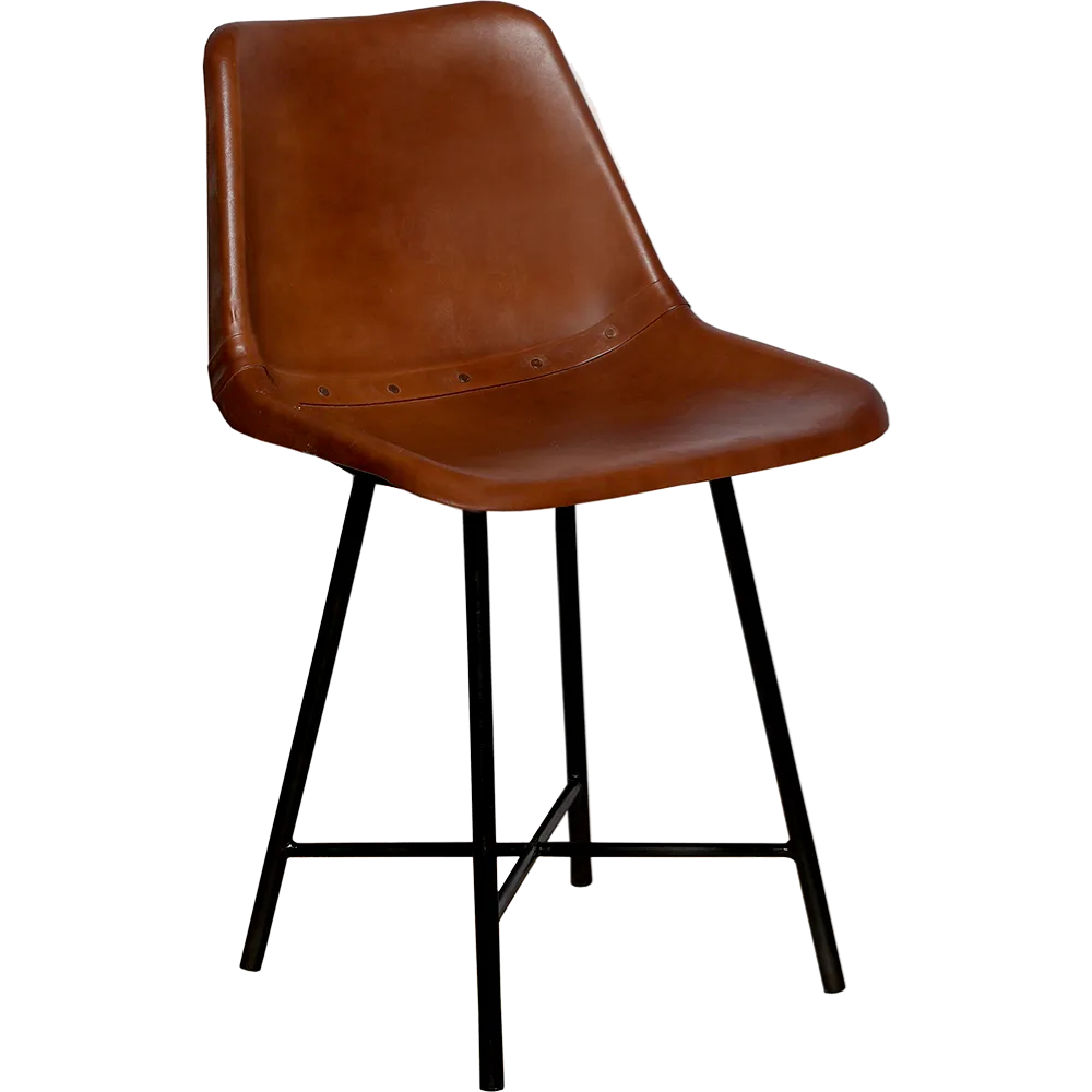 Shell stol med läder - brun