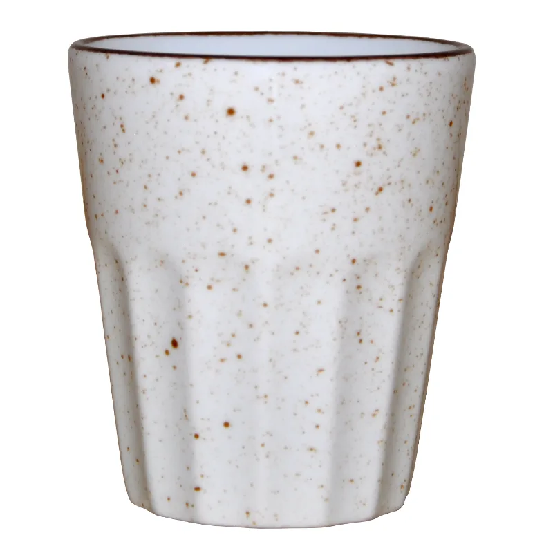 Mugg utan öra räfflad ljus creme 25cl